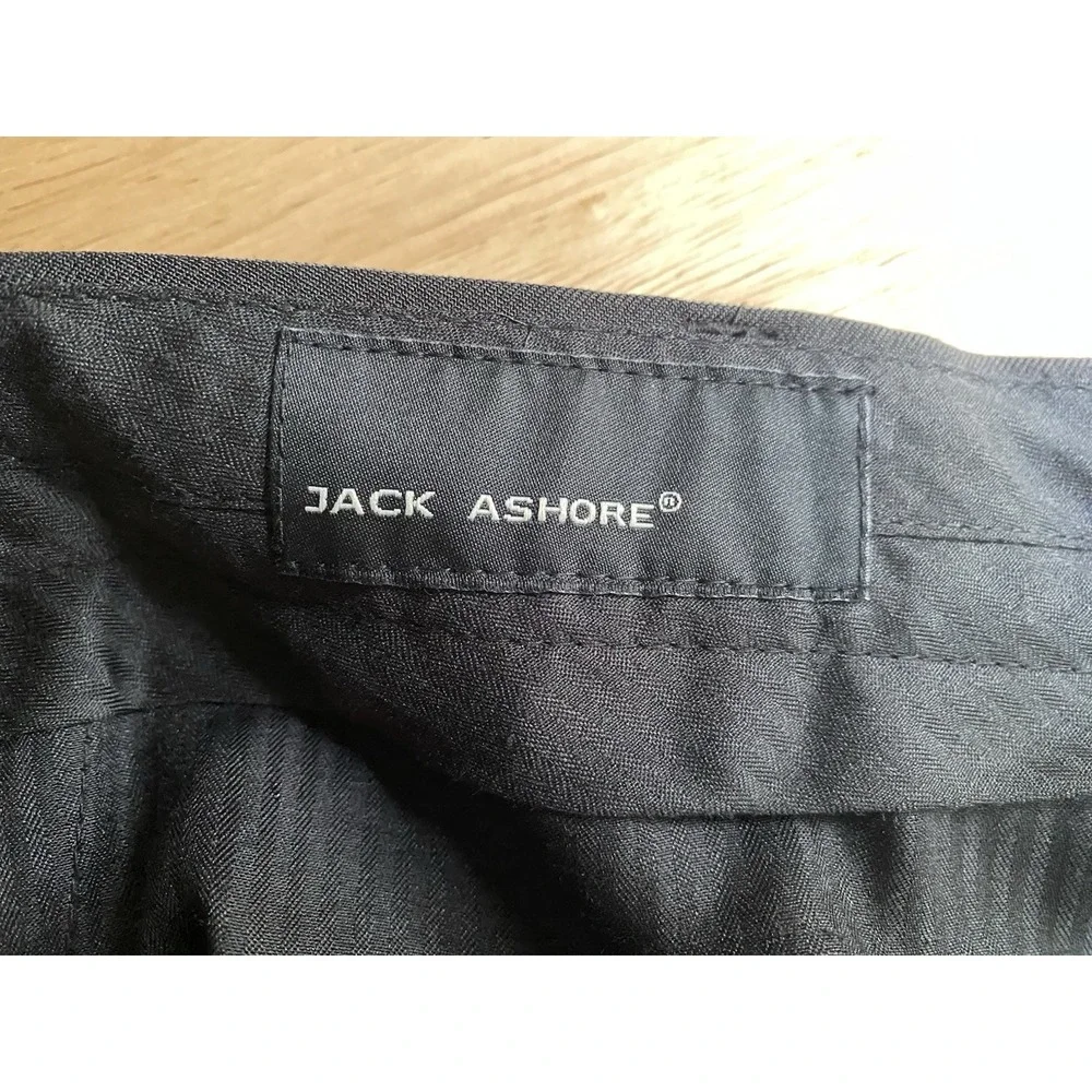 Jack Ashore Men's 39 Waist Suit Pants Black Pinstripe 27 Inch Inseam